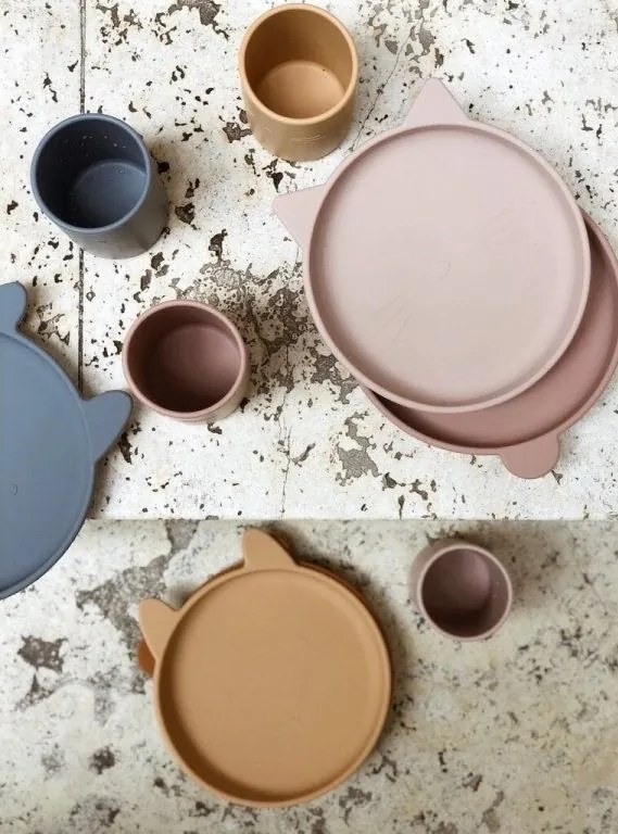 LIEWOOD Silikónový tanierik Olivia Golden Caramel Oat 17 cm – set 2 ks