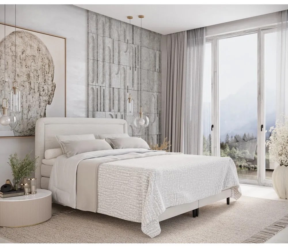 Krémovobiela boxspring posteľ 180x200 cm Dove – Maison de Rêve