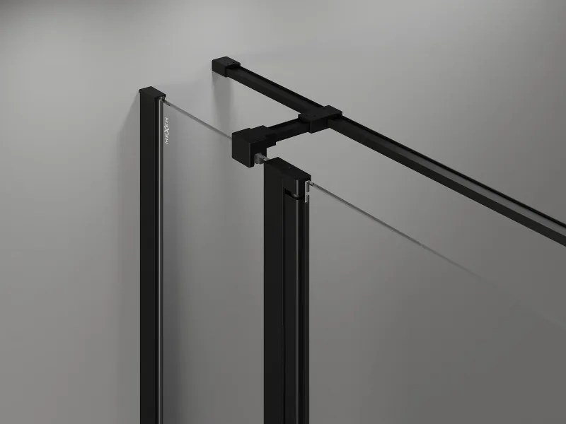 Mexen Mist T, sprchový kút s krídlovými dverami, pravý, 85 x 110 cm, 8mm číre sklo, čierny profil, 8A4T-110-085-70-70-P