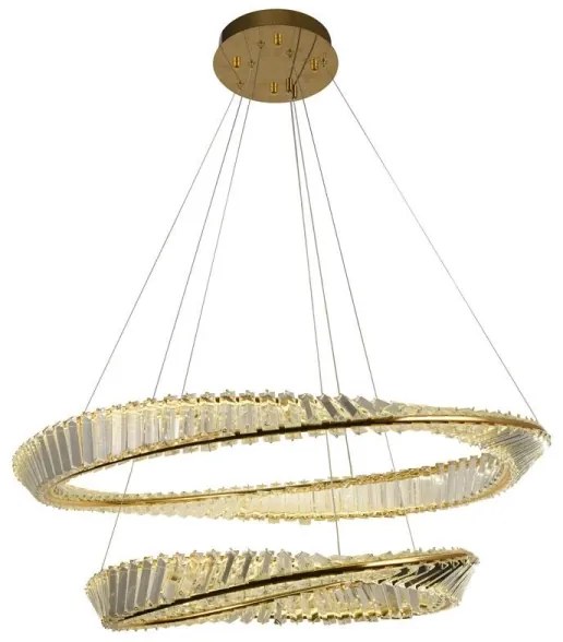 LED Stmievateľný luster na lanku LED/90W/230V 3000-6500K zlatá/chróm + DO