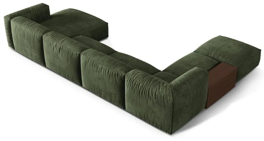 Zelená zamatová modulárna rohová pohovka (ľavý roh/do tvaru "U") Martina – Micadoni