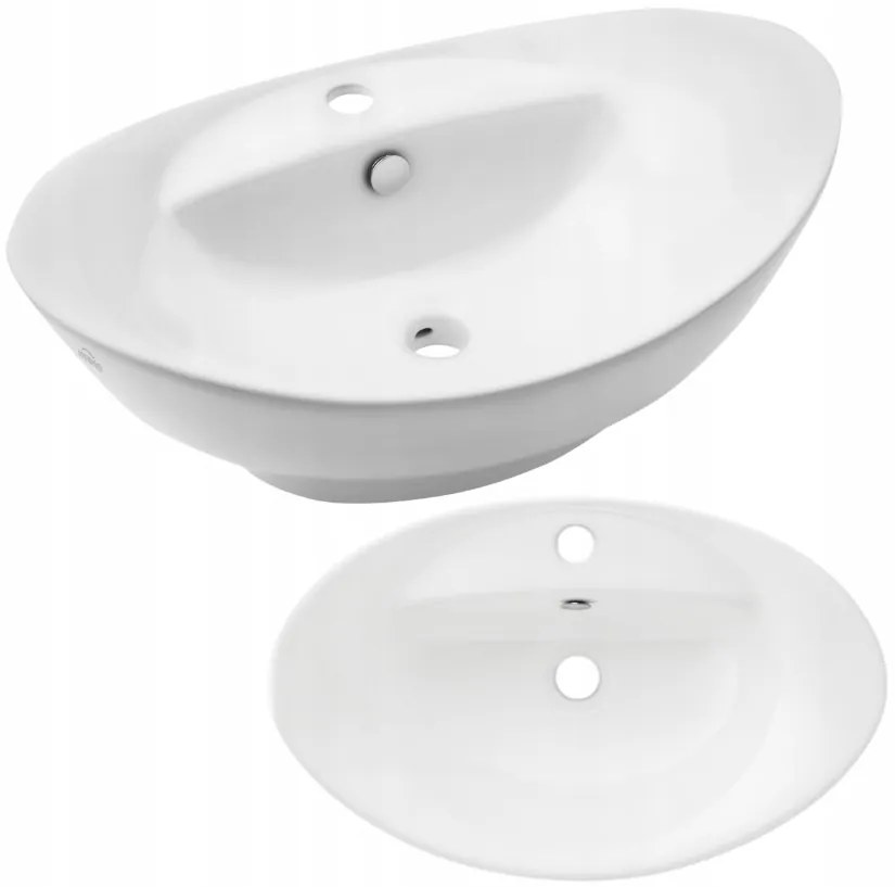 Invena Feme, keramické umývadlo na dosku 590x390x135 mm, biela lesklá, INV-CE-10-001-C