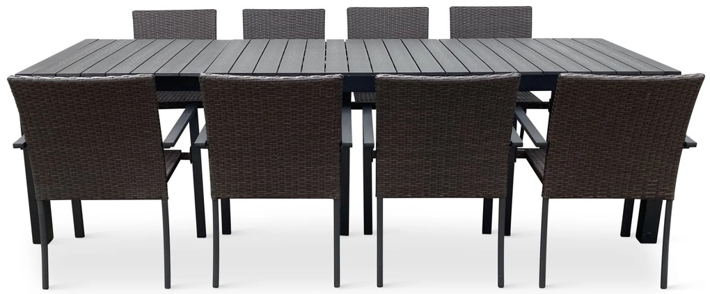 Záhradný jedálenský set Grande Pasto + 8x ratanová stolička Wicker Pat
