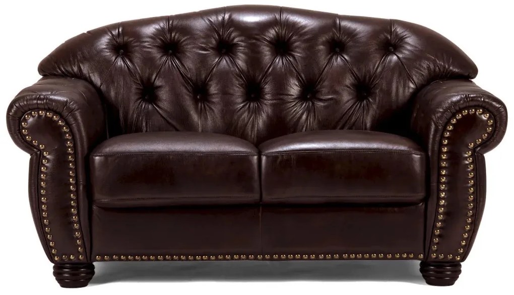 furniture-nabytek.cz - Pohovka Chesterfield Hereford 2-místná z pravé kůže, hnědá