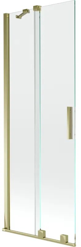 Mexen Velar, 2-krídlová posuvná vaňová zástena 70 x 150 cm, 8mm číre sklo, zlatý lesklý profil, 896-070-000-01-50