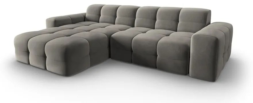 Sivá zamatová rohová pohovka (ľavý roh) Kendal - Micadoni Home