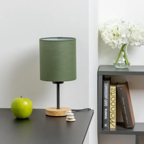 Brilagi - Stolná lampa NUBILA WOOD 1xE27/25W/230V dub/zelená