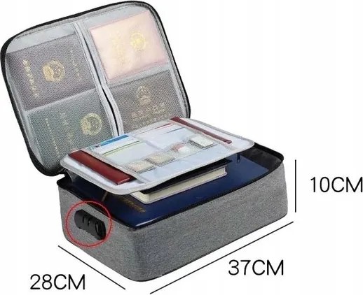 Uzamykateľný organizér na dokumenty - šedý