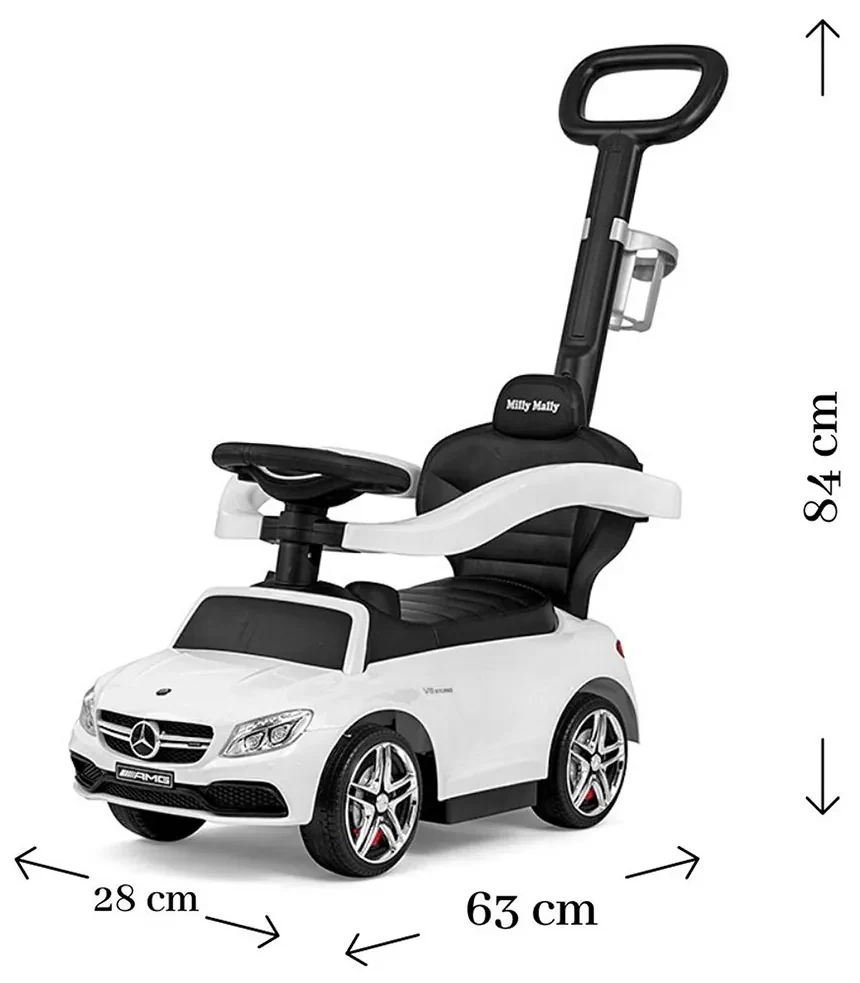 Detské odrážadlo s vodiacou tyčou Mercedes Benz AMG C63 Coupe Milly Mally white