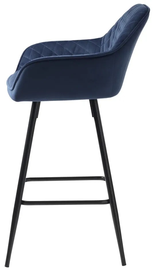 Modrá zamatová barová stolička (výška sedadla 67 cm) Milton – Unique Furniture