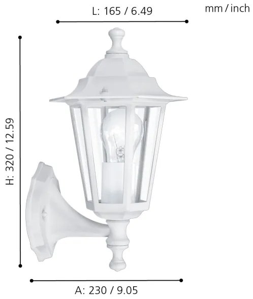 EGLO 22463 - vonkajšie nástenné svietidlo LATERNA 5 1xE27/60W biela