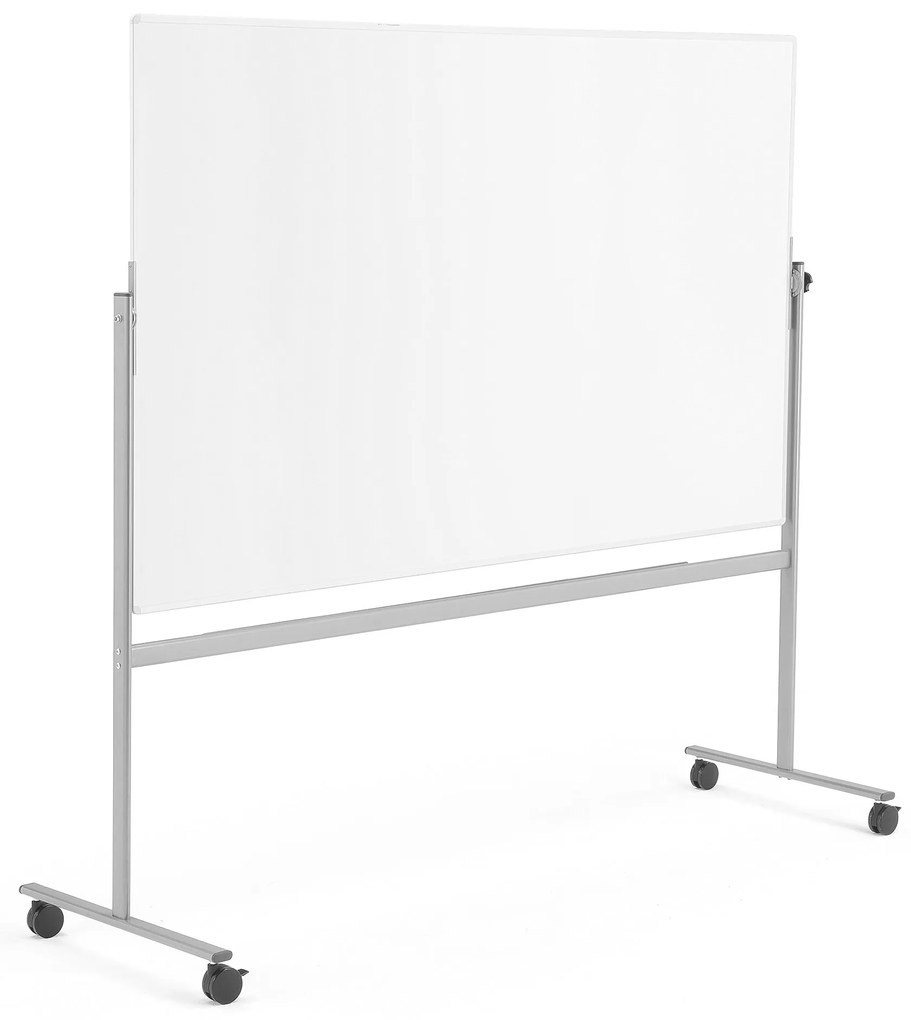Biela magnetická tabuľa s kolieskami DORIS, obojstranná, 2000x1200 mm
