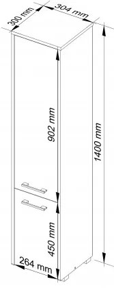 Kúpeľňová skrinka FIN 30 2D 140 cm biela