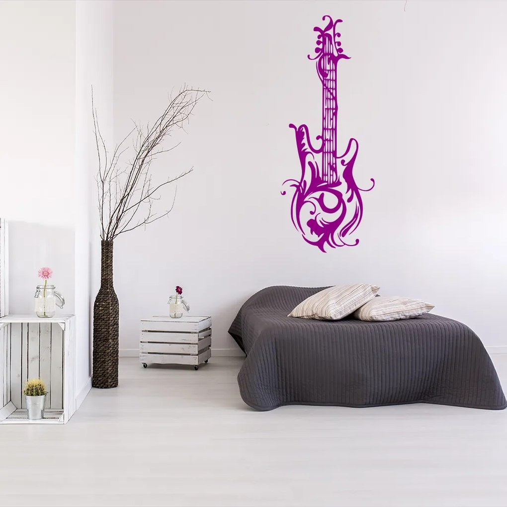Veselá Stena Samolepka Dizajnová gitara Farba: hnedá, Veľkosť: 100 x 40 cm