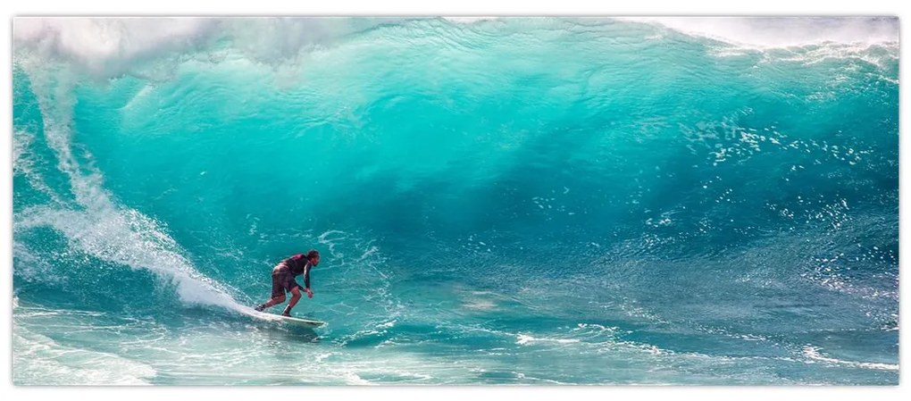 Obraz surferov vo vlnách (120x50 cm)