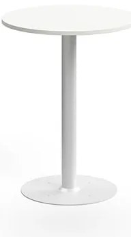 Barový stôl ALVA, Ø700x900 mm, s kotvením do zeme, HPL, biela