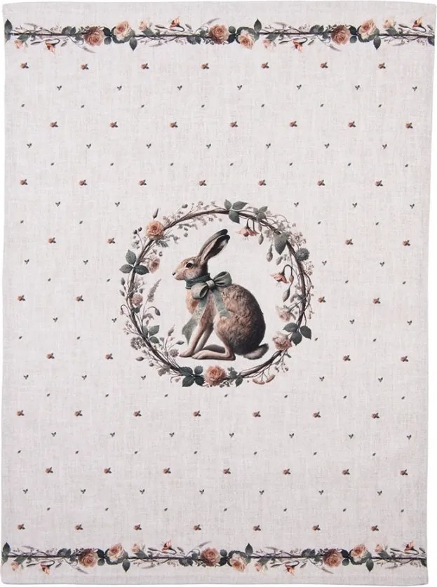 Bavlnená utierka so zajacom Natural Linen Easter - 50*70 cm