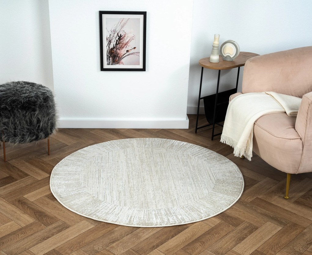 My Flair, Kusový koberec My Heaven CA60002 creme kruh, 120x120 (priemer) kruh, šedá, chodba / predsieň