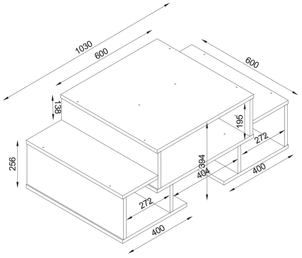 Dizajnový konferenčný stolík Callista 103 cm biely / orech