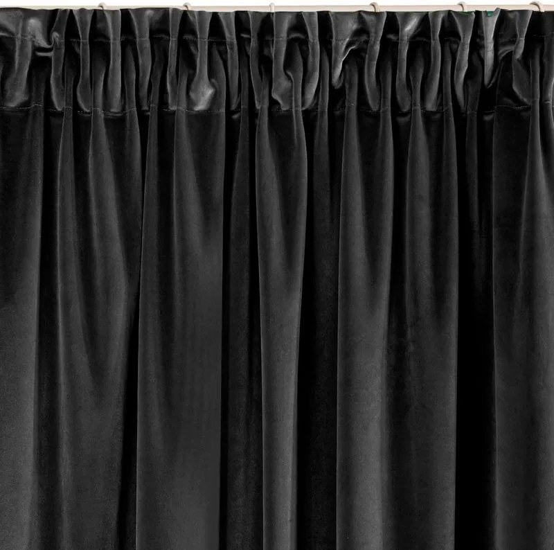 Dekorstudio Záves VILLA z exkluzívneho zamatu 140 x 270 cm v čiernej farbe - riasiaca páska