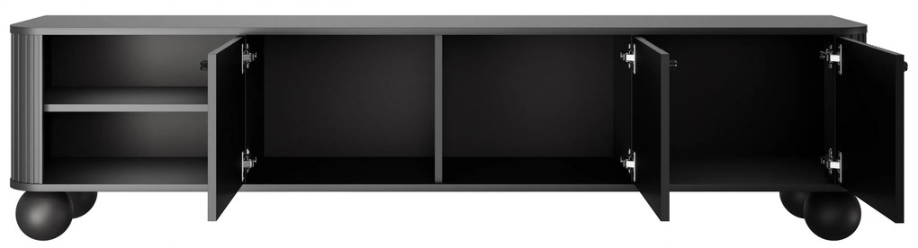 TV skrinka Vespera 3D 187 cm - čierna / guľaté nohy