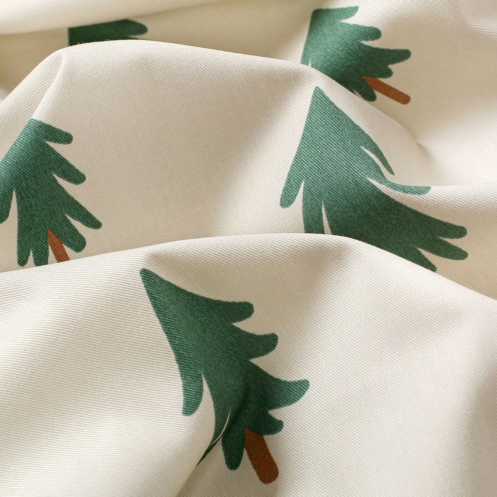 Goldea vianočný okrúhly obrus z pevnej bavlny - stromčeky na režnom Ø 120 cm