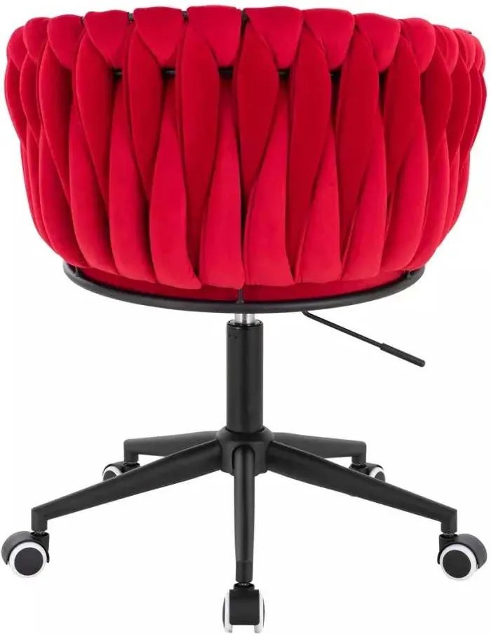 LuxuryForm DESIGN Stolička NORDEN VELUR na čiernej podstave s kolieskami - červená