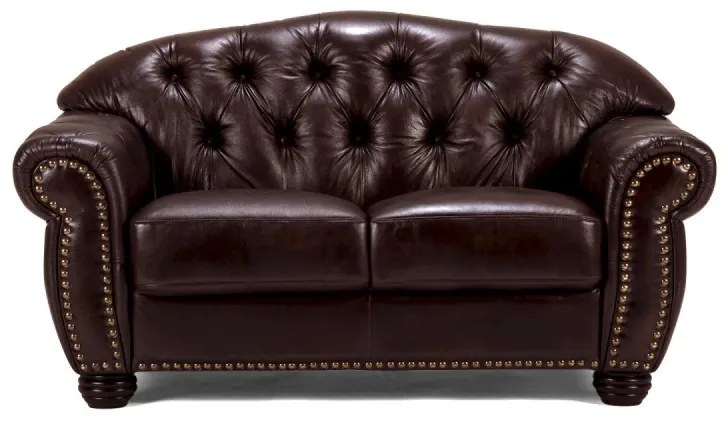 furniture-nabytek.cz - Pohovka Chesterfield Hereford 2-miestna z pravej kože, hnedá