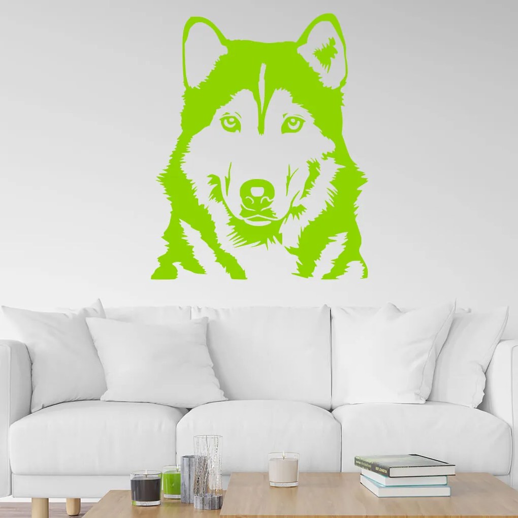 Veselá Stena Samolepka Husky Farba: bílá, Veľkosť: 100 x 81 cm
