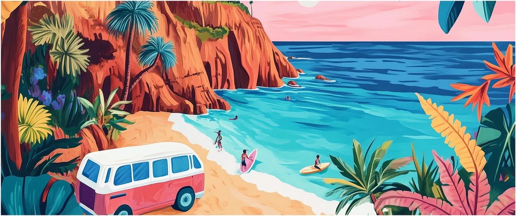 Obraz - Karavan pri oceáne (120x50 cm)