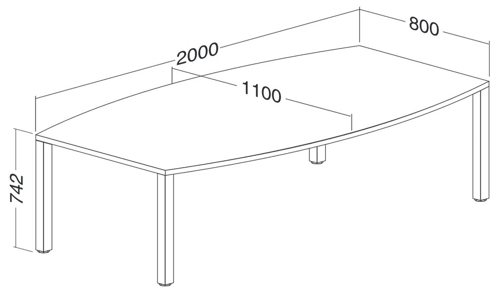 Konferenčný stôl ProOffice 80/110 x 200 x 74,2 cm, čerešňa
