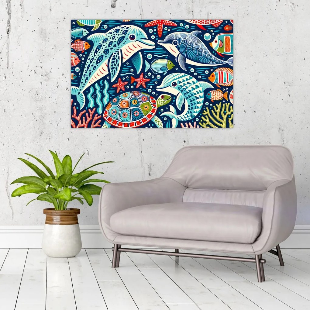 Obraz – Kreslené vodné zvieratká (90x60 cm)