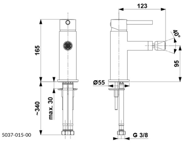 KFA Armatura 5037-015-00- Bidetová batéria + výpust s prepadom MOZA lesklý chróm