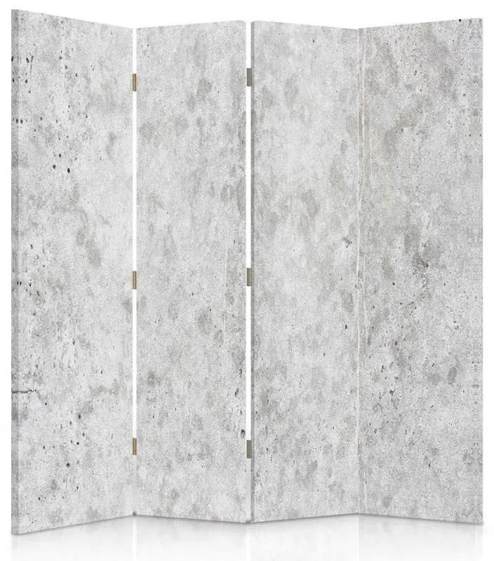 Ozdobný paraván, Světlý beton - 145x170 cm, štvordielny, klasický paraván