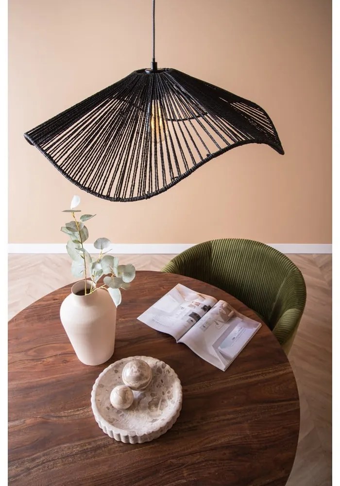 Čierne závesné svietidlo s tienidlom z papierového výpletu ø 62 cm Sombra – Leitmotiv