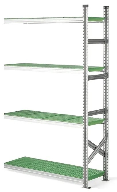Regál na potraviny TRANSFORM, prídavná sekcia, 1972x1200x400 mm, zelený