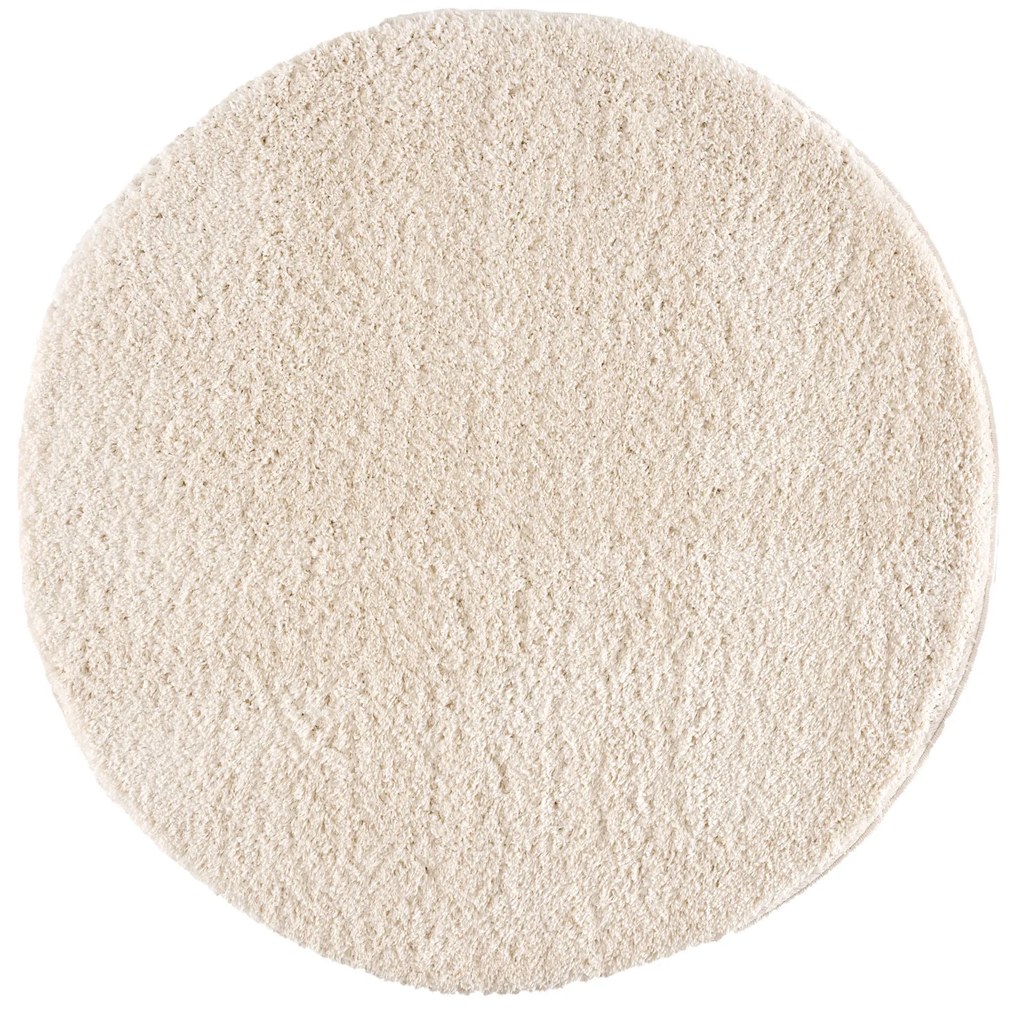 Dekorstudio Jednofarebný okrúhly koberec PULPY krémový Priemer koberca: 200cm