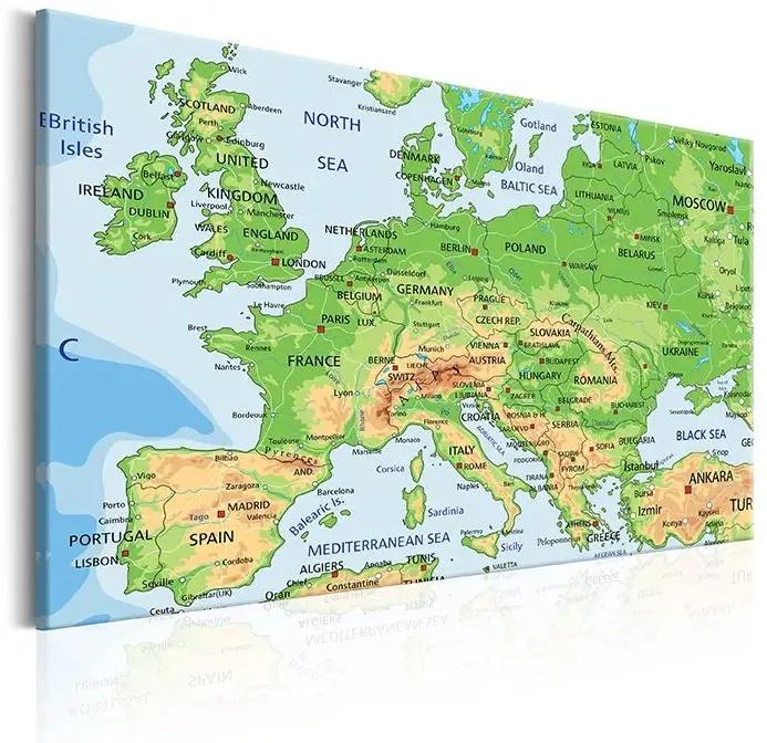 Obraz - Map of Europe Veľkosť: 90x60, Verzia: Premium Print