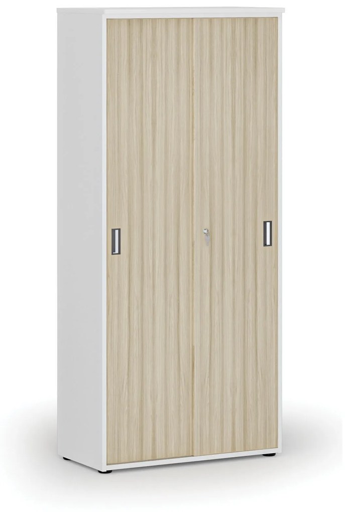 Skriňa so zasúvacími dverami PRIMO WHITE, 1781 x 800 x 420 mm, biela/dub prírodná