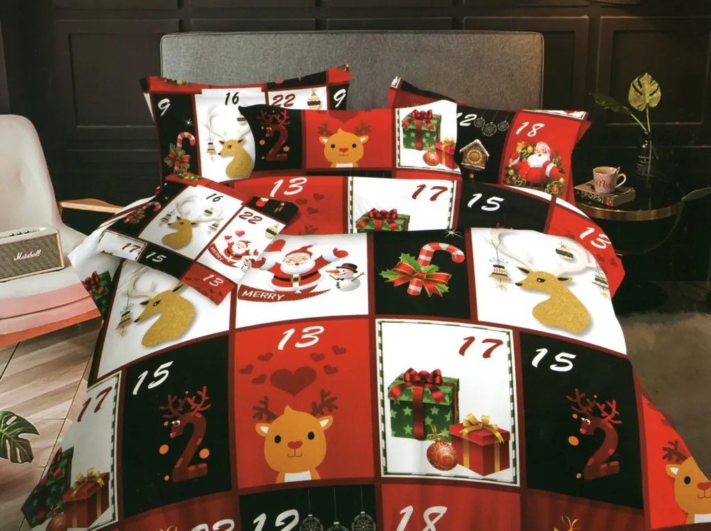 DomTextilu Originálne posteľné obliečky na vianoce 4časti 160 x 200 cm  3 časti: 1ks 160 cmx200 + 2ks 70 cmx80 38673-181742