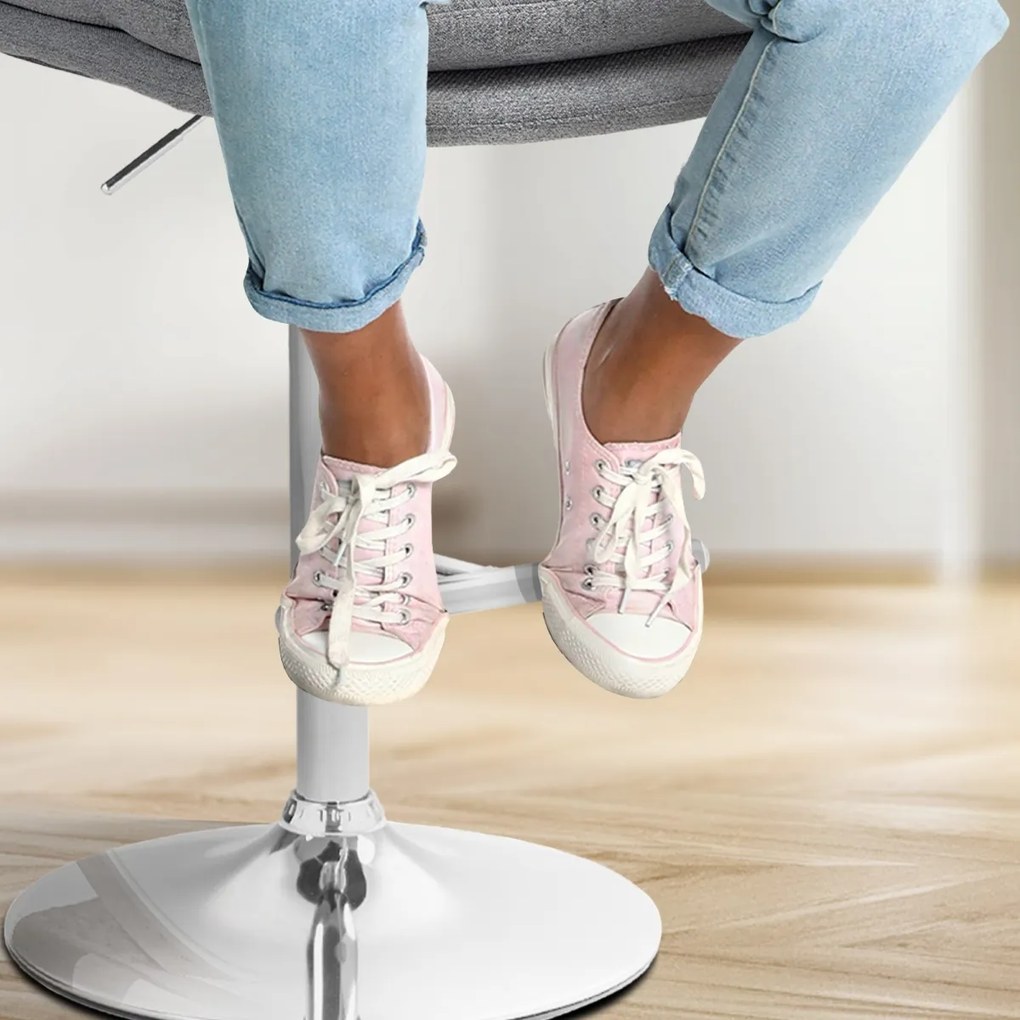 Barová stolička Damar - látka, chróm rám - sivá