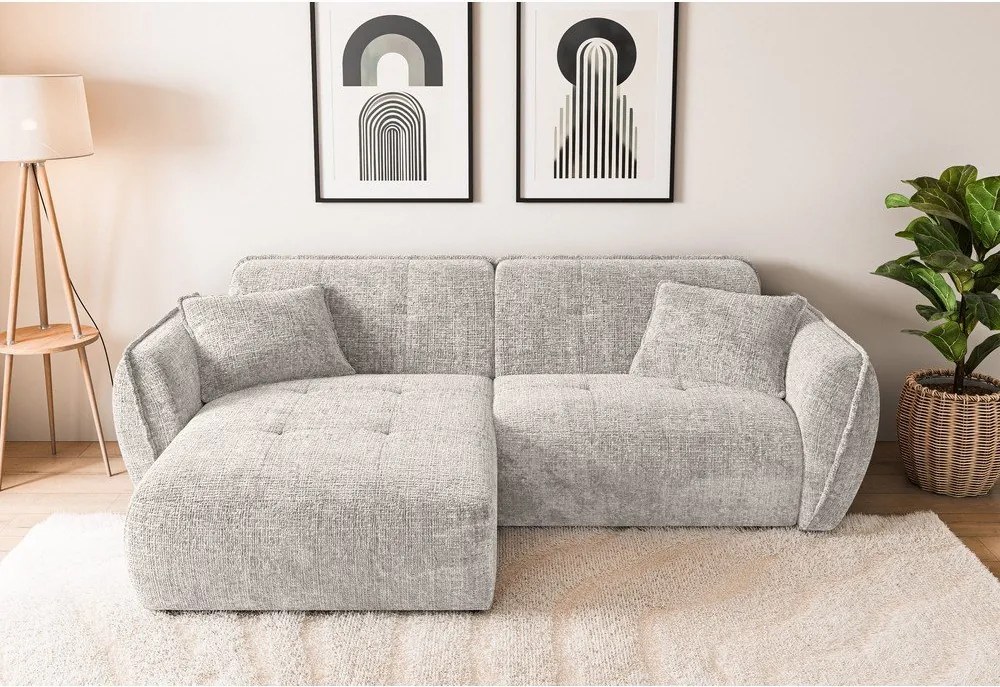 Béžová ženilková rohová pohovka (ľavý roh/s leňoškou) Nelia – Ropez