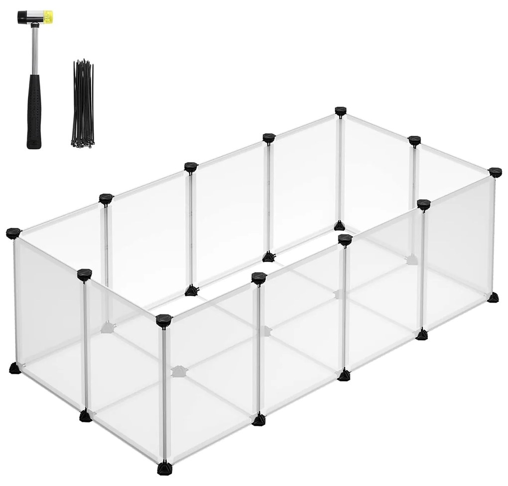 Ohrádka pre domáce a malé zvieratá s podlahou, plastová klietka, biela