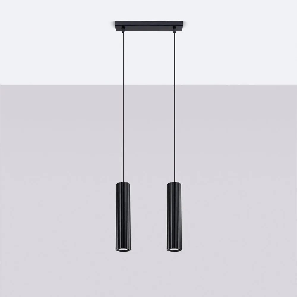 Čierne závesné svietidlo Gleam – Sollux