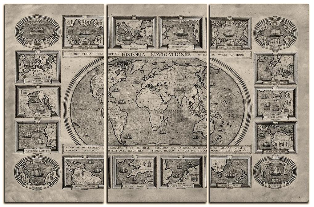 Obraz na plátne - Starodávna mapa sveta 1100FB (135x90 cm)