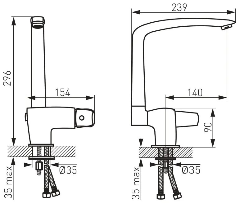 F-Design Avanza, stojanková drezová batéria pod okno, chróm lesklý, FD1-A03-4-11