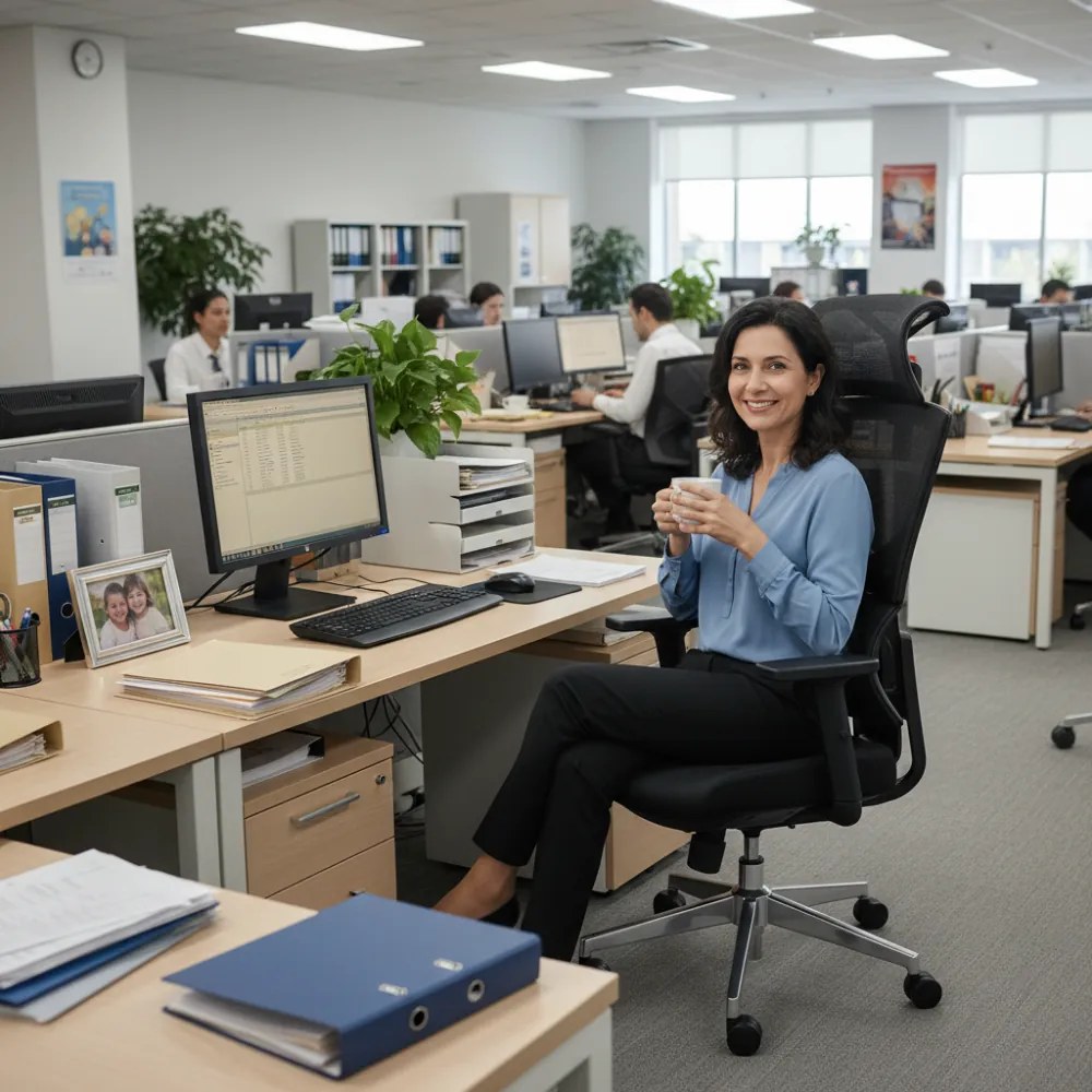 Kancelárska ergonomická stolička Neoseat ALINE — čierna, nosnosť 150 kg