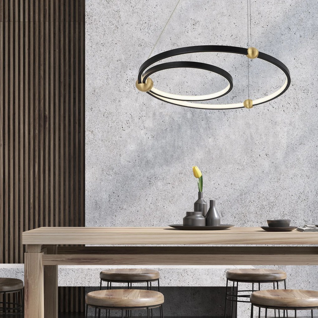 Toolight Toolight, LED závesné svietidlo Black Ring + diaľkové ovládanie APP692-30-50, čierna, OSW-06095
