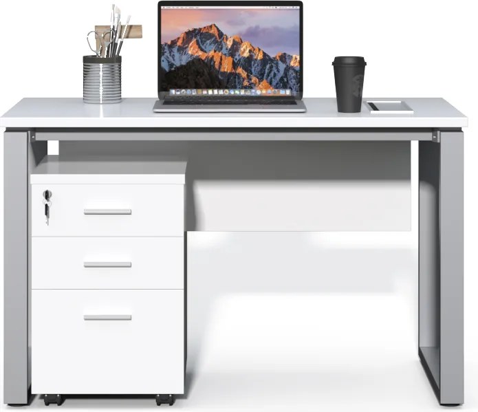 Kancelársky stôl s kontajnerom Houseland Prime Home 02 120 cm biely