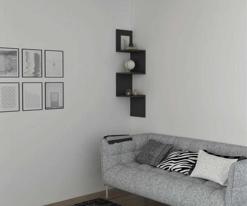 Nástenná rohová polica Zik antracit